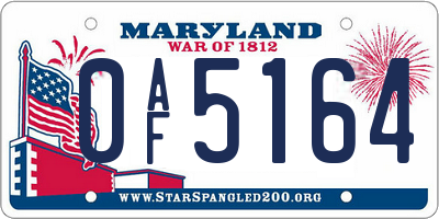 MD license plate 0AF5164