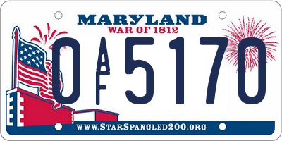 MD license plate 0AF5170