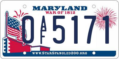 MD license plate 0AF5171