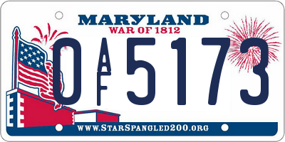 MD license plate 0AF5173