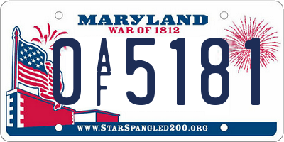 MD license plate 0AF5181