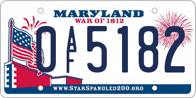 MD license plate 0AF5182