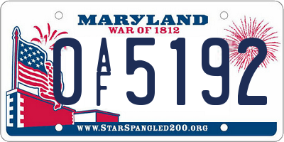 MD license plate 0AF5192