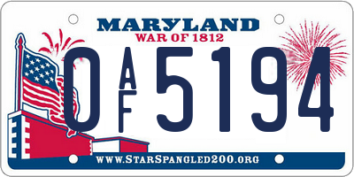 MD license plate 0AF5194