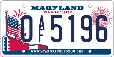 MD license plate 0AF5196