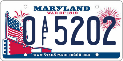 MD license plate 0AF5202