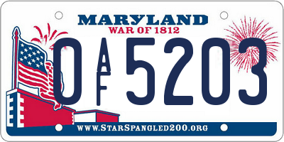 MD license plate 0AF5203