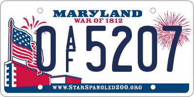 MD license plate 0AF5207