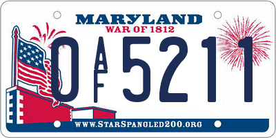 MD license plate 0AF5211