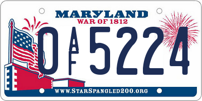MD license plate 0AF5224