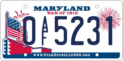 MD license plate 0AF5231