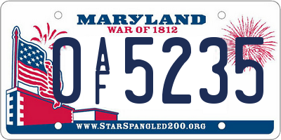 MD license plate 0AF5235