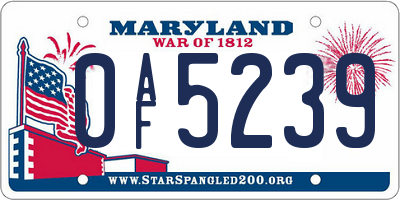 MD license plate 0AF5239