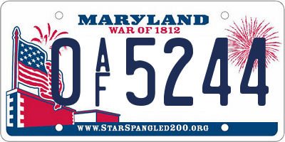 MD license plate 0AF5244
