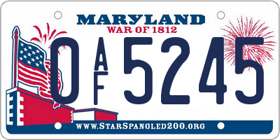 MD license plate 0AF5245