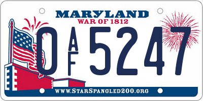 MD license plate 0AF5247