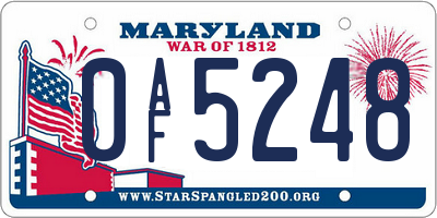 MD license plate 0AF5248