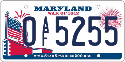 MD license plate 0AF5255