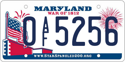 MD license plate 0AF5256