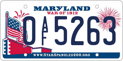 MD license plate 0AF5263