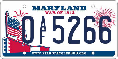 MD license plate 0AF5266
