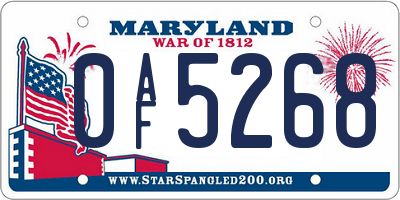 MD license plate 0AF5268