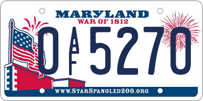 MD license plate 0AF5270