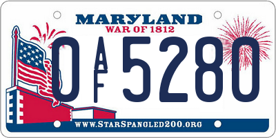 MD license plate 0AF5280