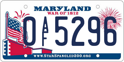 MD license plate 0AF5296