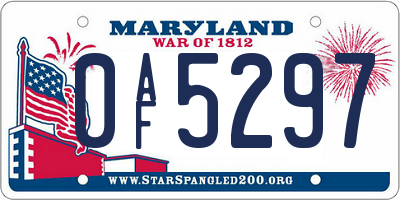 MD license plate 0AF5297