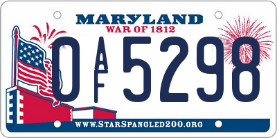 MD license plate 0AF5298