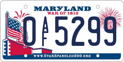 MD license plate 0AF5299