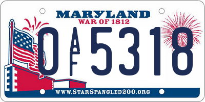 MD license plate 0AF5318