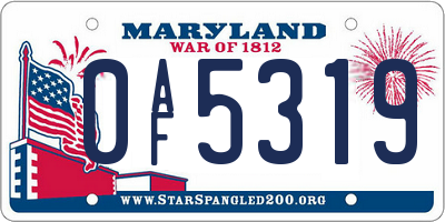 MD license plate 0AF5319
