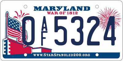 MD license plate 0AF5324