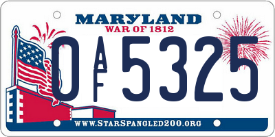 MD license plate 0AF5325