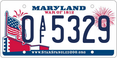 MD license plate 0AF5329