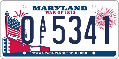 MD license plate 0AF5341