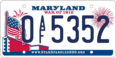 MD license plate 0AF5352