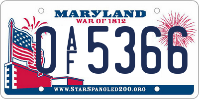 MD license plate 0AF5366