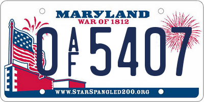 MD license plate 0AF5407