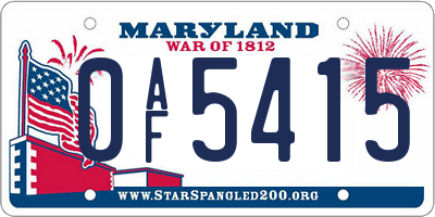 MD license plate 0AF5415