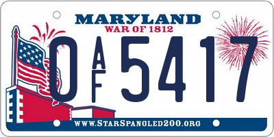 MD license plate 0AF5417
