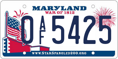MD license plate 0AF5425