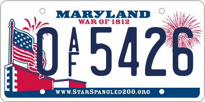 MD license plate 0AF5426