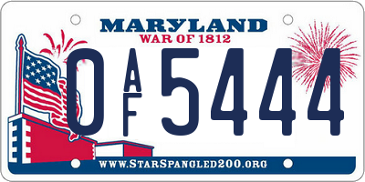 MD license plate 0AF5444
