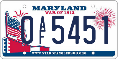 MD license plate 0AF5451