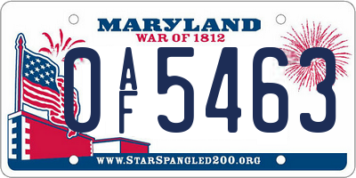 MD license plate 0AF5463