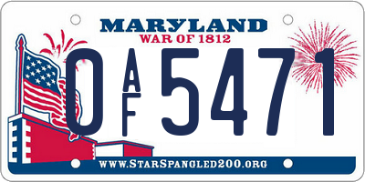 MD license plate 0AF5471