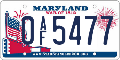 MD license plate 0AF5477